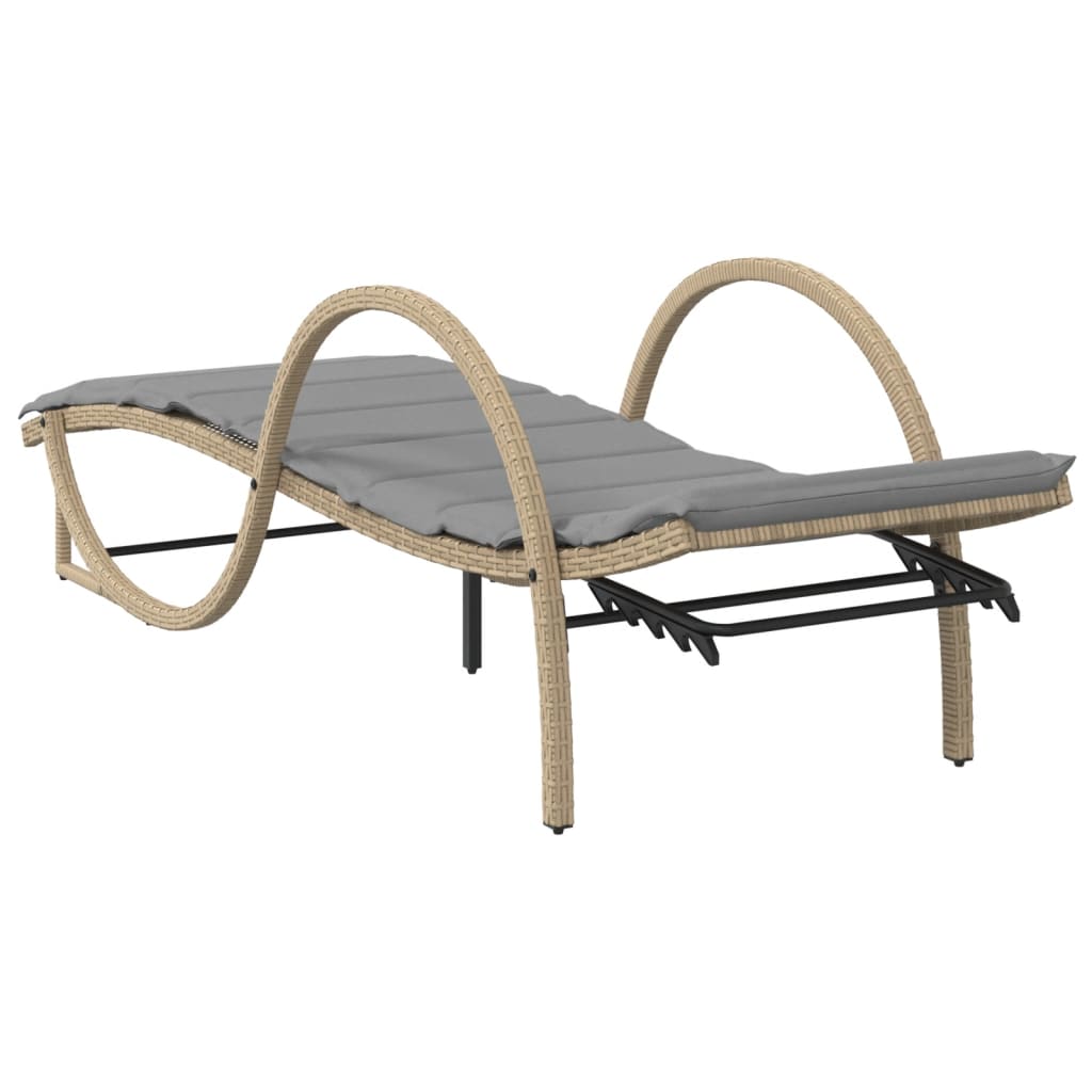 Ligbed met kussen 60x199x42 cm poly rattan beige is nu te koop bij PeponiXL, paradijselijk wonen!