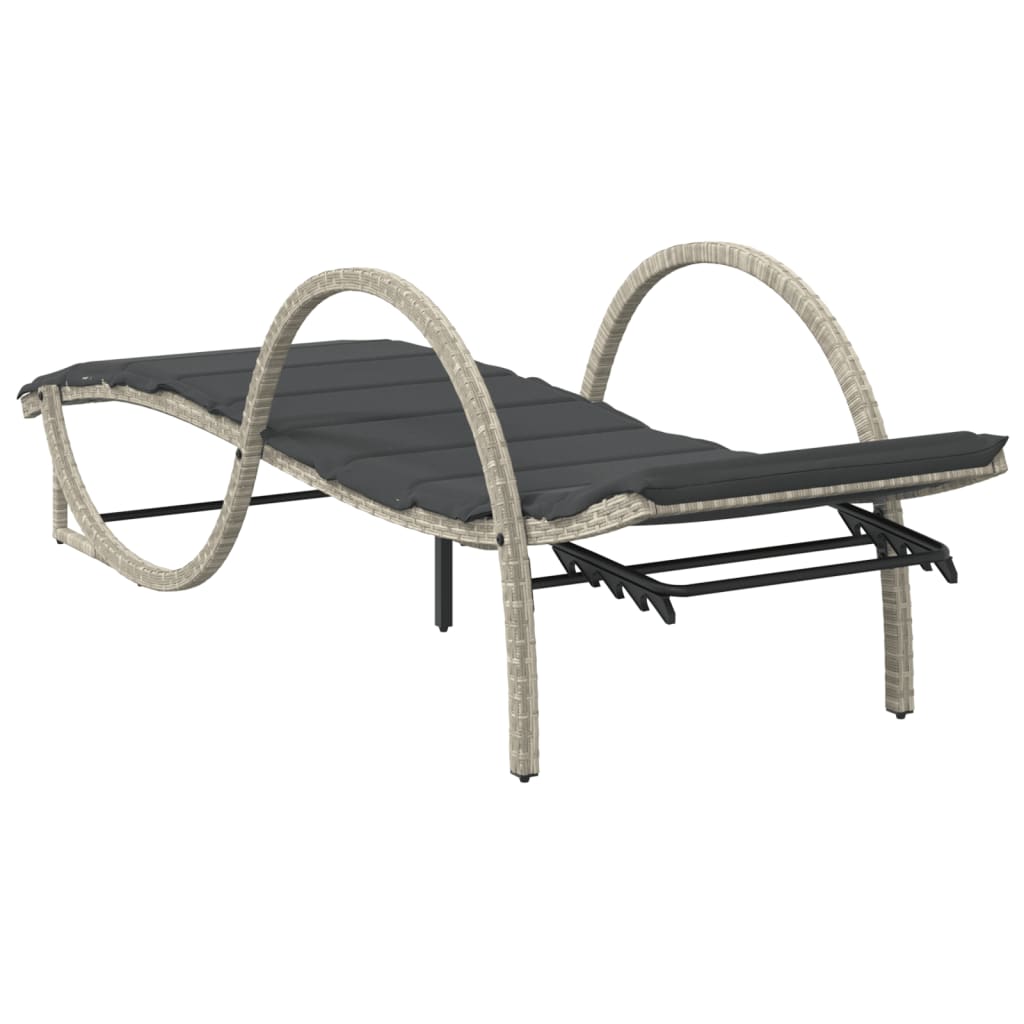Ligbed met kussen 60x199x42 cm poly rattan lichtgrijs is nu te koop bij PeponiXL, paradijselijk wonen!