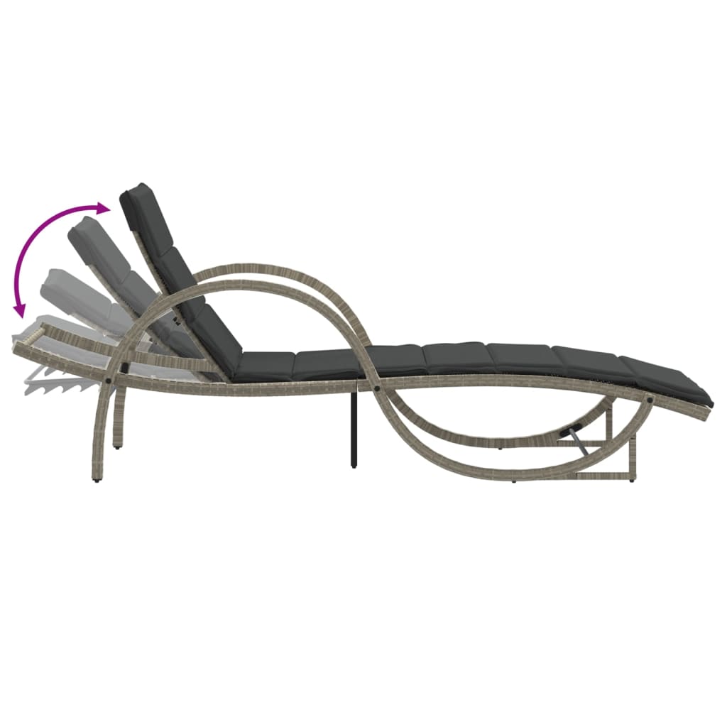 Ligbed met kussen 60x199x42 cm poly rattan lichtgrijs is nu te koop bij PeponiXL, paradijselijk wonen!