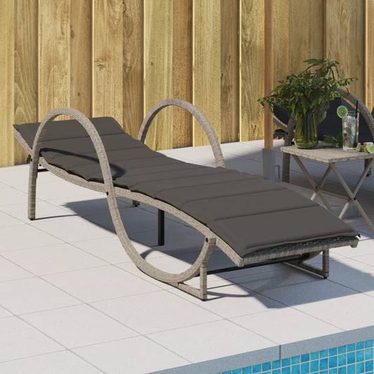 Ligbed met kussen 60x199x42 cm poly rattan lichtgrijs is nu te koop bij PeponiXL, paradijselijk wonen!