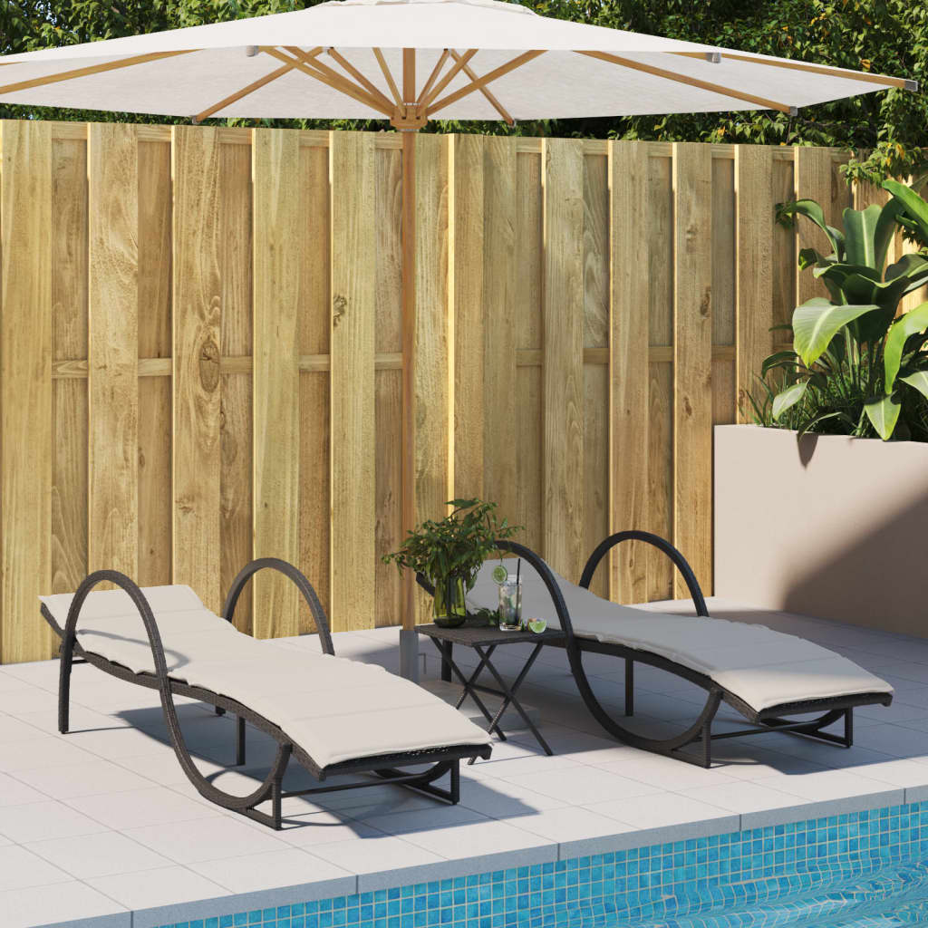 Ligbedden 2 st met tafel poly rattan zwart is nu te koop bij PeponiXL, paradijselijk wonen!