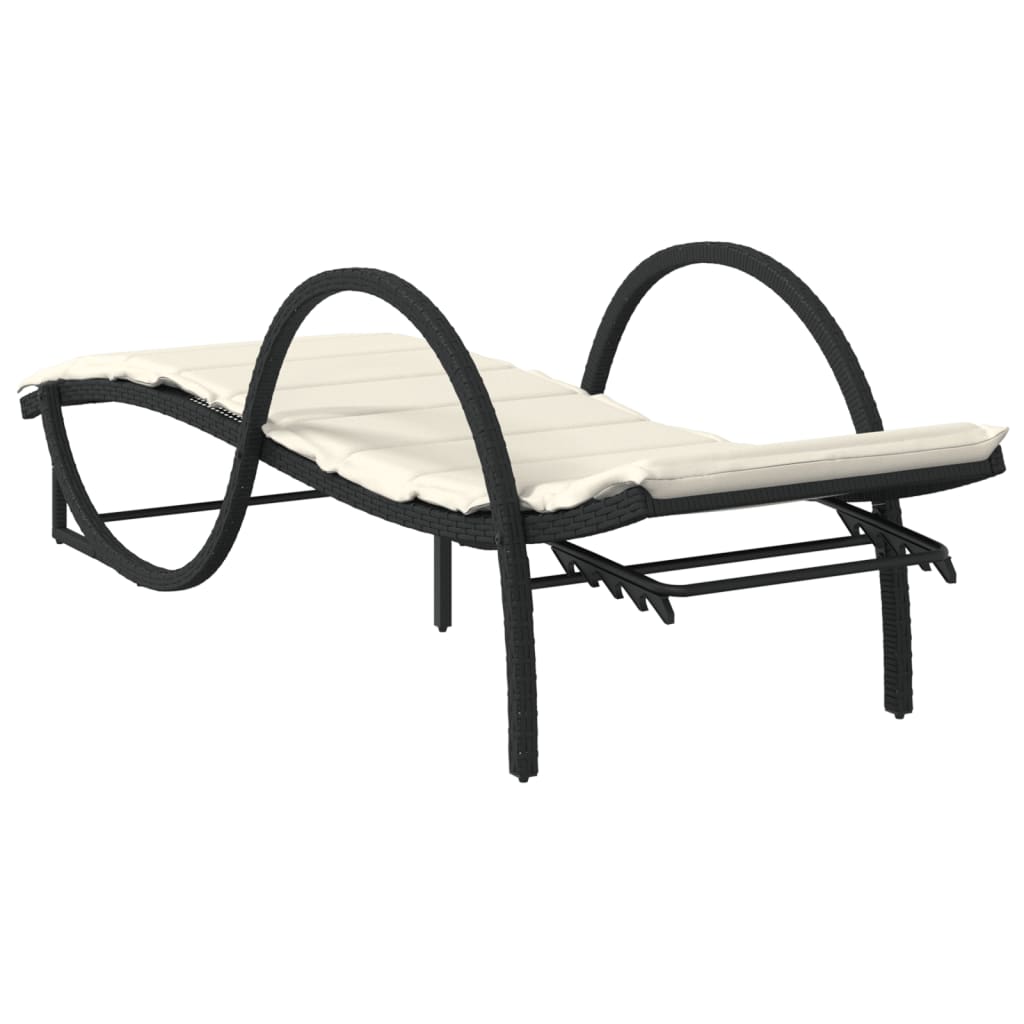 Ligbedden 2 st met tafel poly rattan zwart is nu te koop bij PeponiXL, paradijselijk wonen!