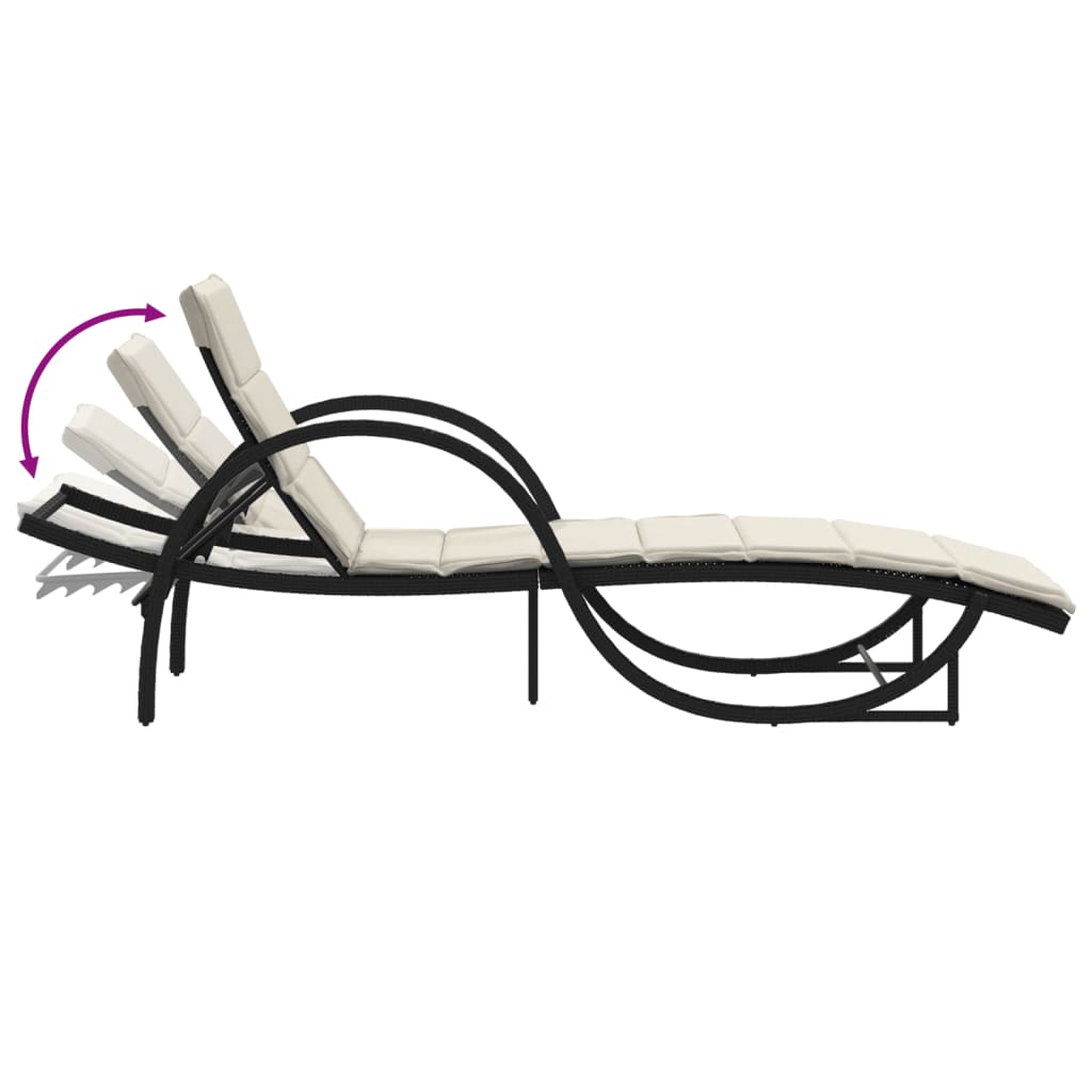Ligbedden 2 st met tafel poly rattan zwart is nu te koop bij PeponiXL, paradijselijk wonen!