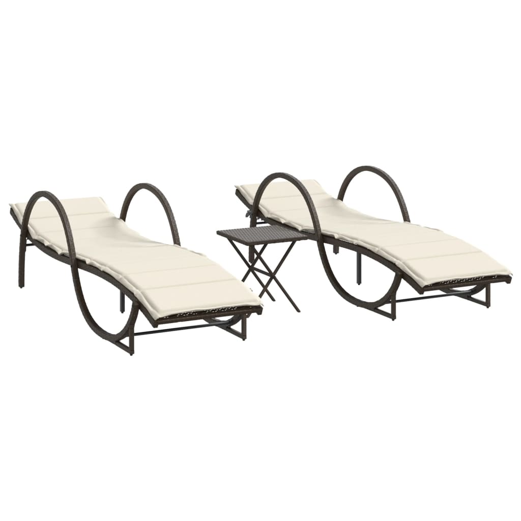 Ligstoelen 2 st met tafel poly rattan bruin is nu te koop bij PeponiXL, paradijselijk wonen!