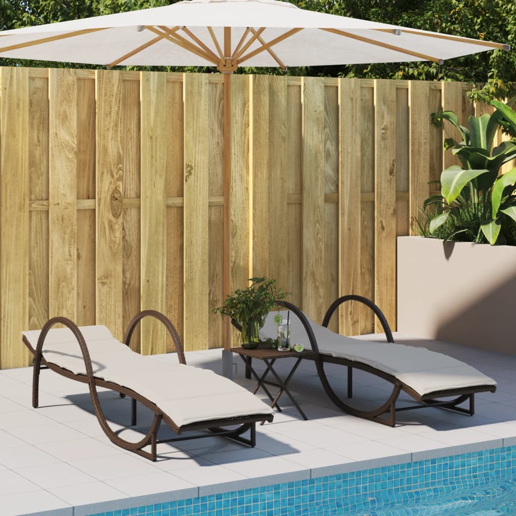 Ligstoelen 2 st met tafel poly rattan bruin is nu te koop bij PeponiXL, paradijselijk wonen!