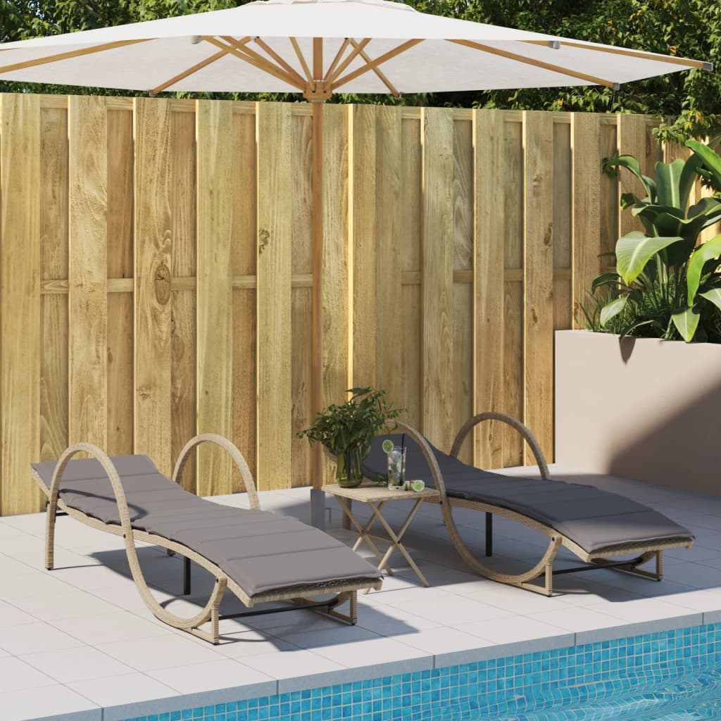 Ligstoelen 2 st met tafel poly rattan beige is nu te koop bij PeponiXL, paradijselijk wonen!