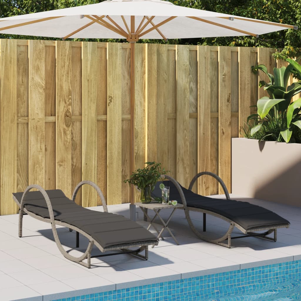 Ligbedden 2 st met tafel poly rattan lichtgrijs is nu te koop bij PeponiXL, paradijselijk wonen!