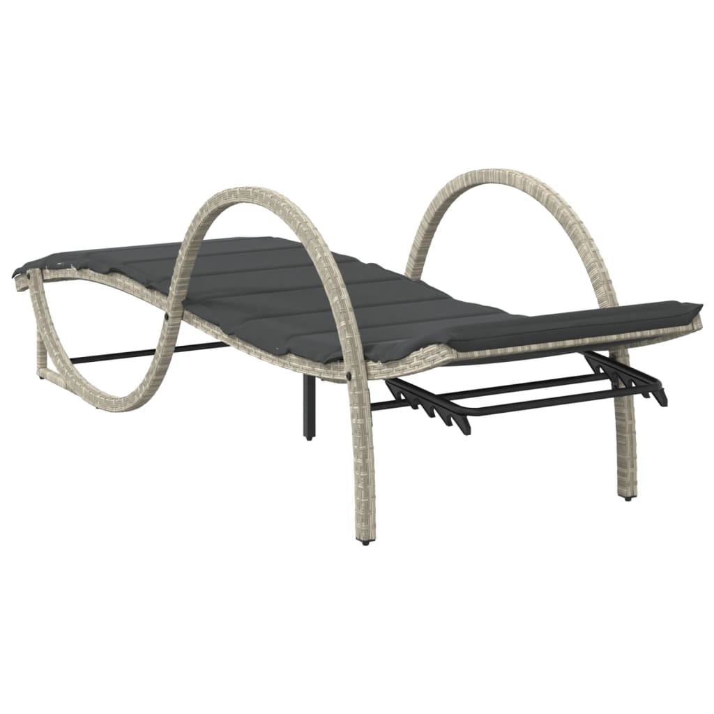 Ligbedden 2 st met tafel poly rattan lichtgrijs is nu te koop bij PeponiXL, paradijselijk wonen!