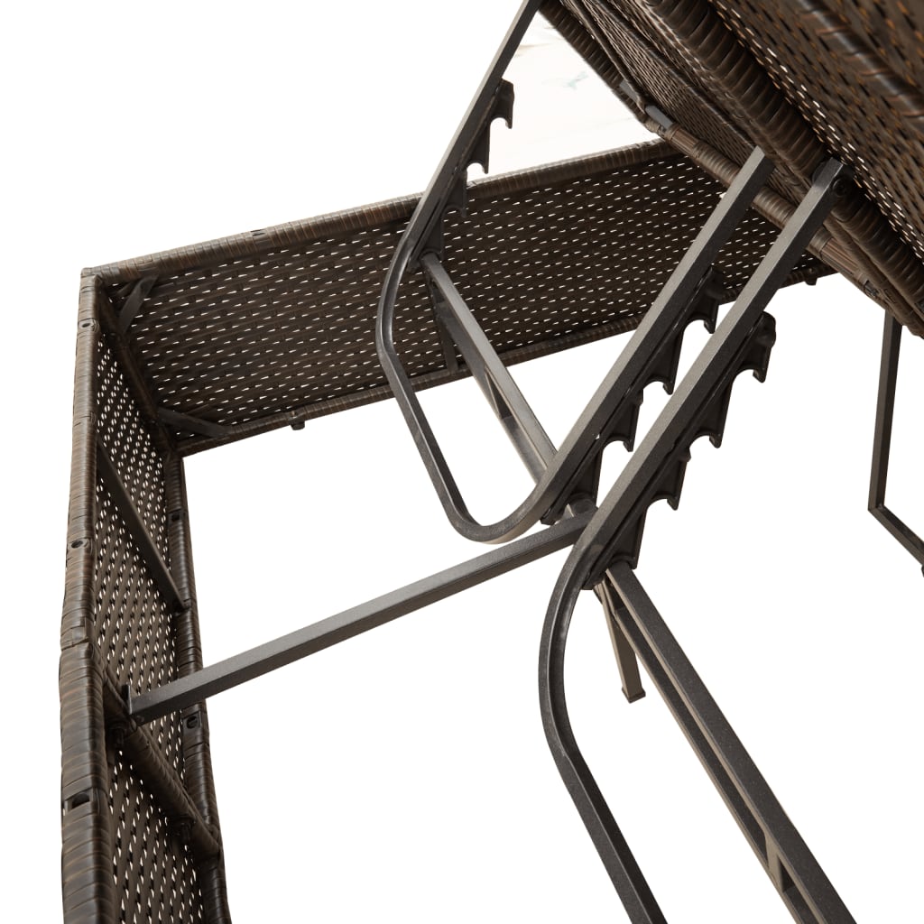 Ligbed 2-persoons met kussens en parasol poly rattan bruin is nu te koop bij PeponiXL, paradijselijk wonen!