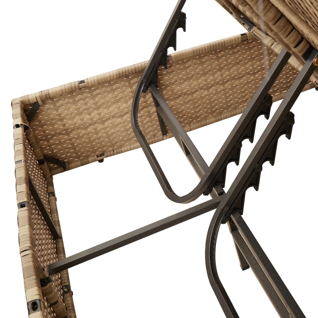 Ligbed 2-persoons met kussens en parasol poly rattan beige is nu te koop bij PeponiXL, paradijselijk wonen!
