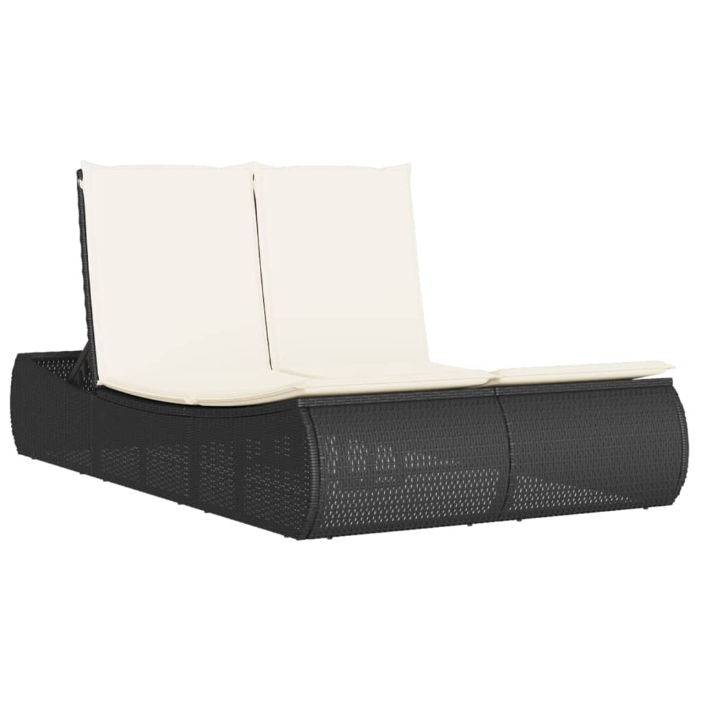 Ligbed 2-persoons met kussens poly rattan zwart is nu te koop bij PeponiXL, paradijselijk wonen!