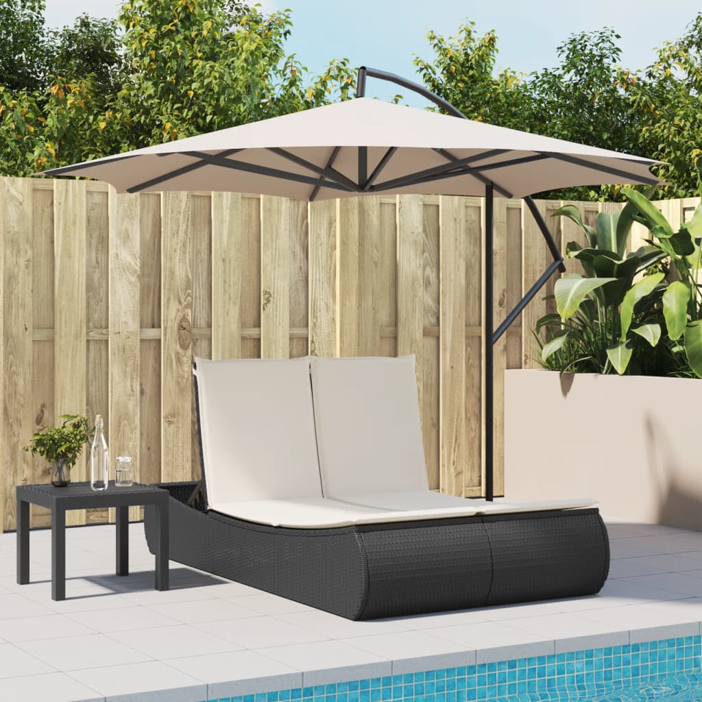 Ligbed 2-persoons met kussens poly rattan zwart is nu te koop bij PeponiXL, paradijselijk wonen!