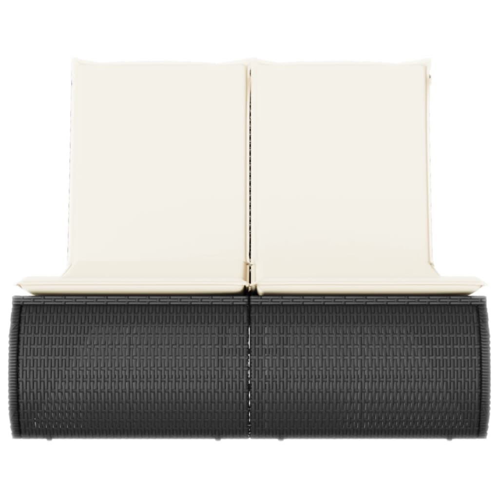 Ligbed 2-persoons met kussens poly rattan zwart is nu te koop bij PeponiXL, paradijselijk wonen!