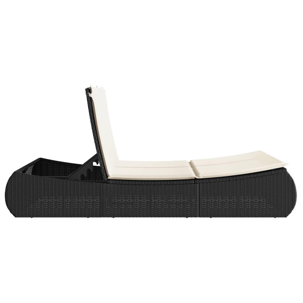 Ligbed 2-persoons met kussens poly rattan zwart is nu te koop bij PeponiXL, paradijselijk wonen!