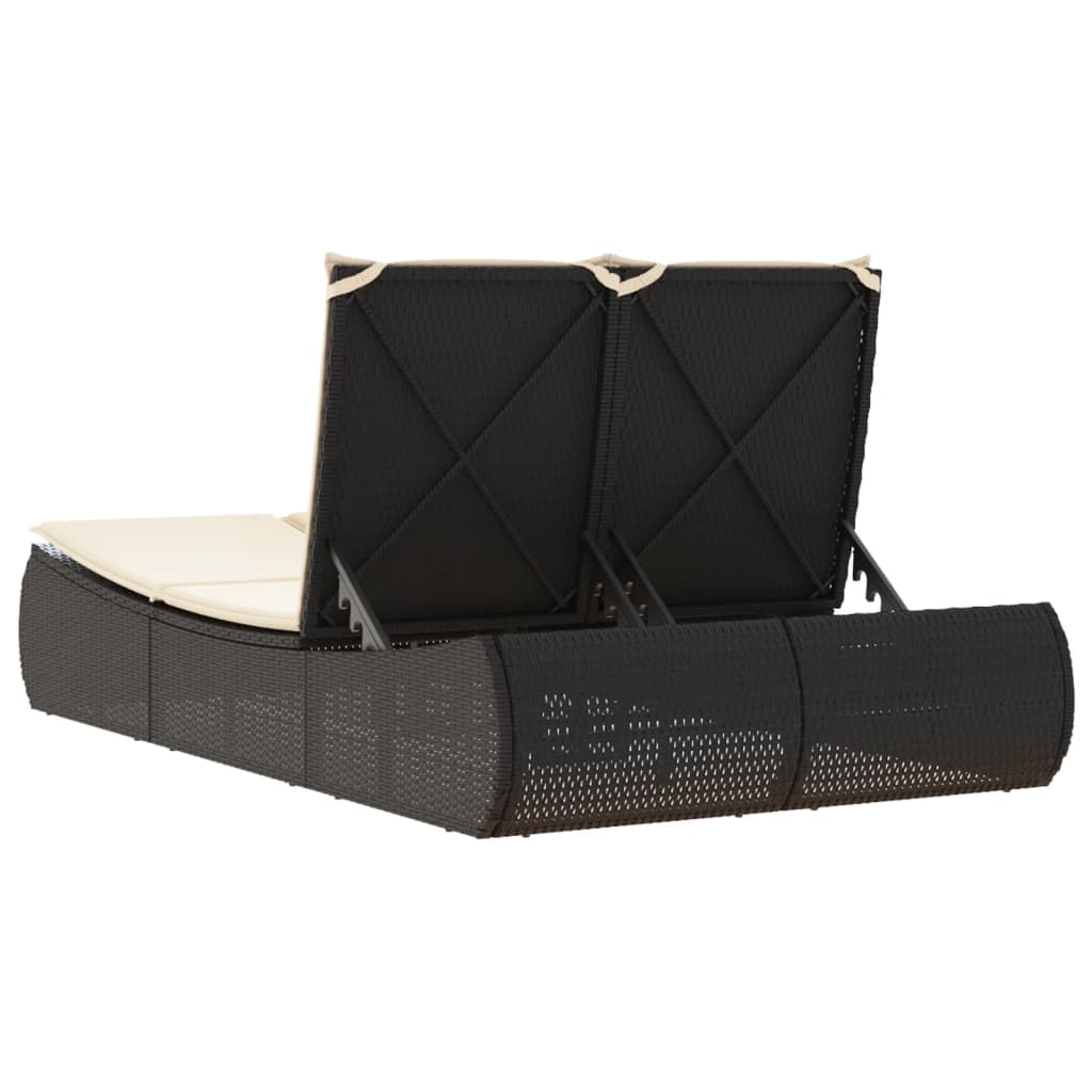 Ligbed 2-persoons met kussens poly rattan zwart is nu te koop bij PeponiXL, paradijselijk wonen!