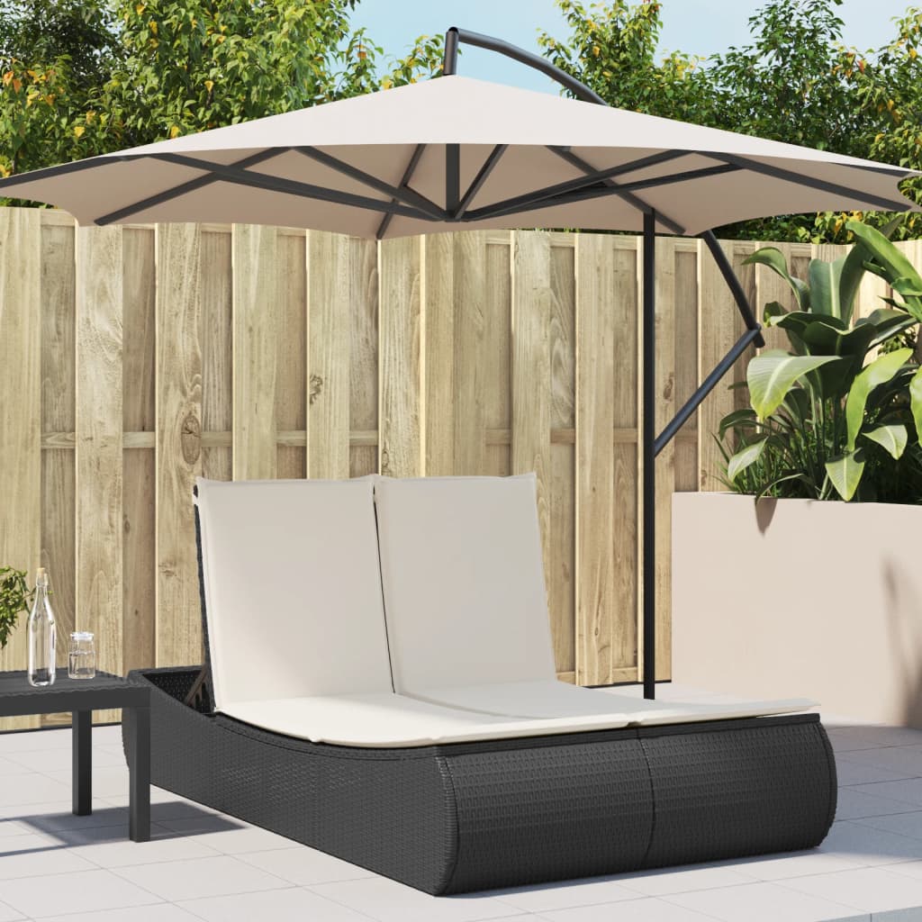 Ligbed 2-persoons met kussens poly rattan zwart is nu te koop bij PeponiXL, paradijselijk wonen!