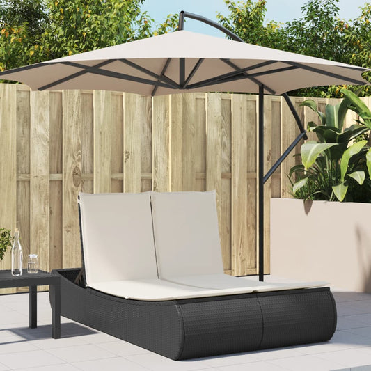 Ligbed 2-persoons met kussens poly rattan zwart is nu te koop bij PeponiXL, paradijselijk wonen!