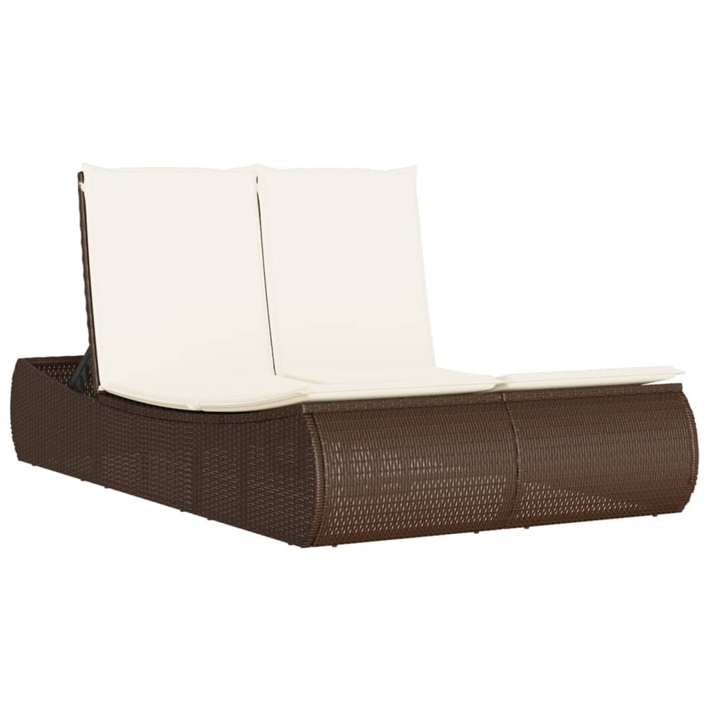 Ligbed 2-persoons met kussens poly rattan bruin is nu te koop bij PeponiXL, paradijselijk wonen!