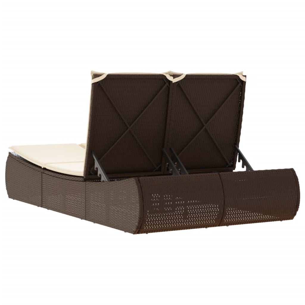 Ligbed 2-persoons met kussens poly rattan bruin is nu te koop bij PeponiXL, paradijselijk wonen!