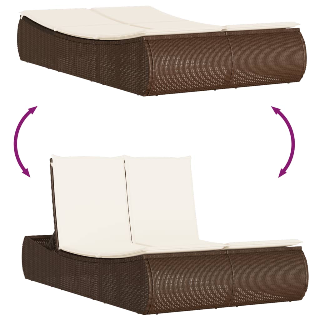 Ligbed 2-persoons met kussens poly rattan bruin is nu te koop bij PeponiXL, paradijselijk wonen!