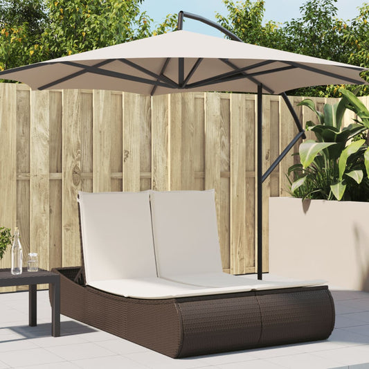 Ligbed 2-persoons met kussens poly rattan bruin is nu te koop bij PeponiXL, paradijselijk wonen!