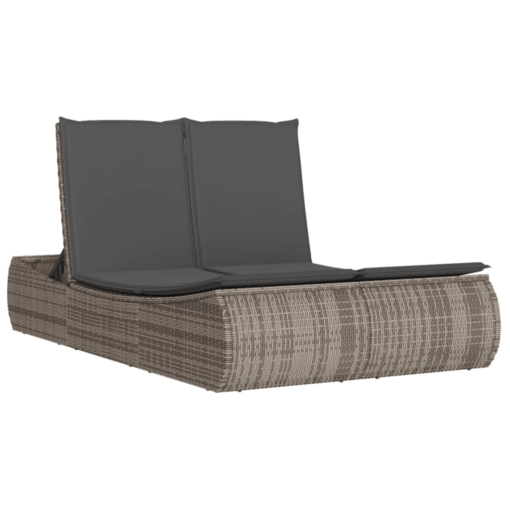 Ligbed 2-persoons met kussens poly rattan grijs is nu te koop bij PeponiXL, paradijselijk wonen!