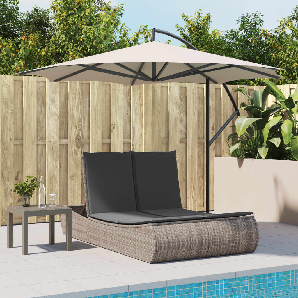 Ligbed 2-persoons met kussens poly rattan grijs is nu te koop bij PeponiXL, paradijselijk wonen!