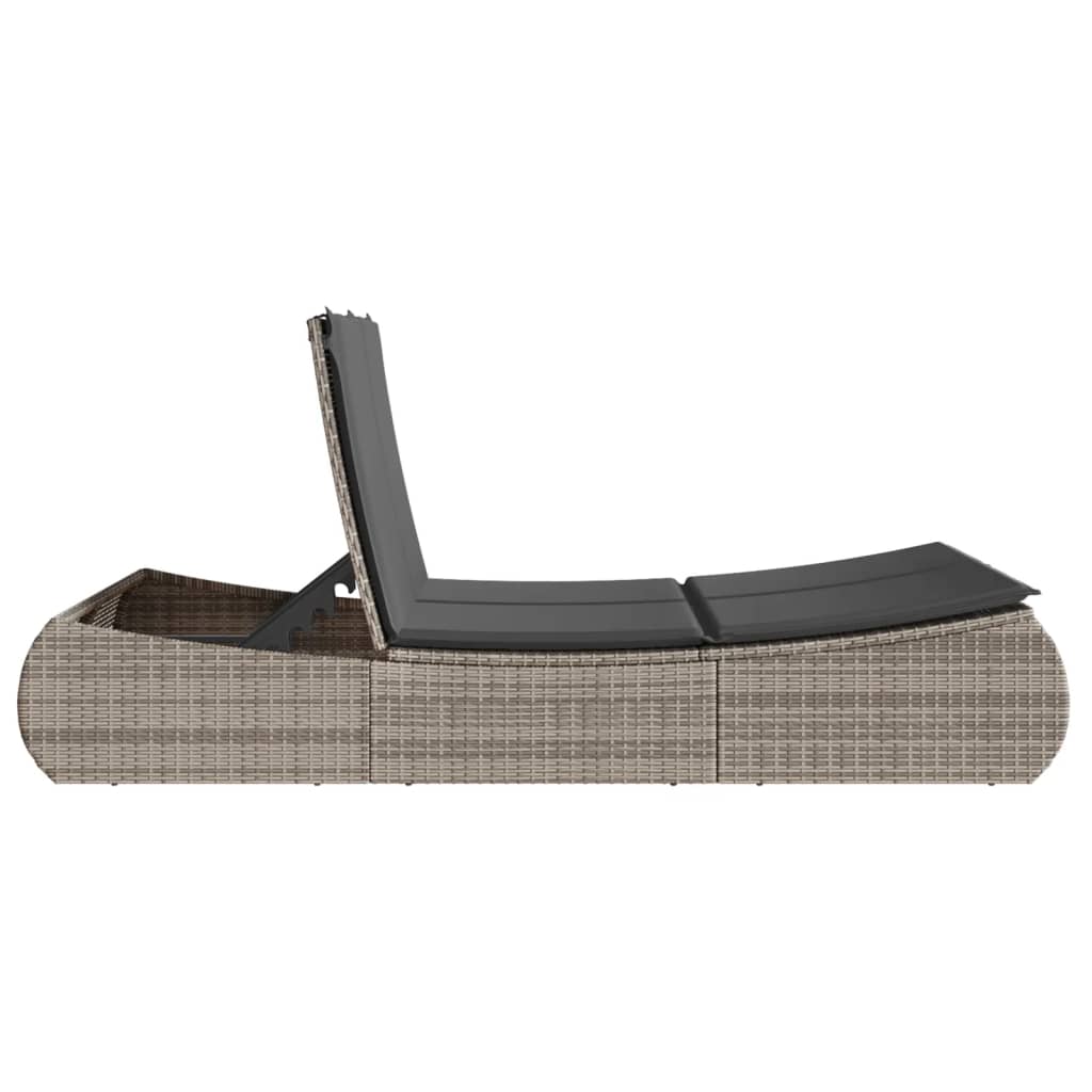 Ligbed 2-persoons met kussens poly rattan grijs is nu te koop bij PeponiXL, paradijselijk wonen!