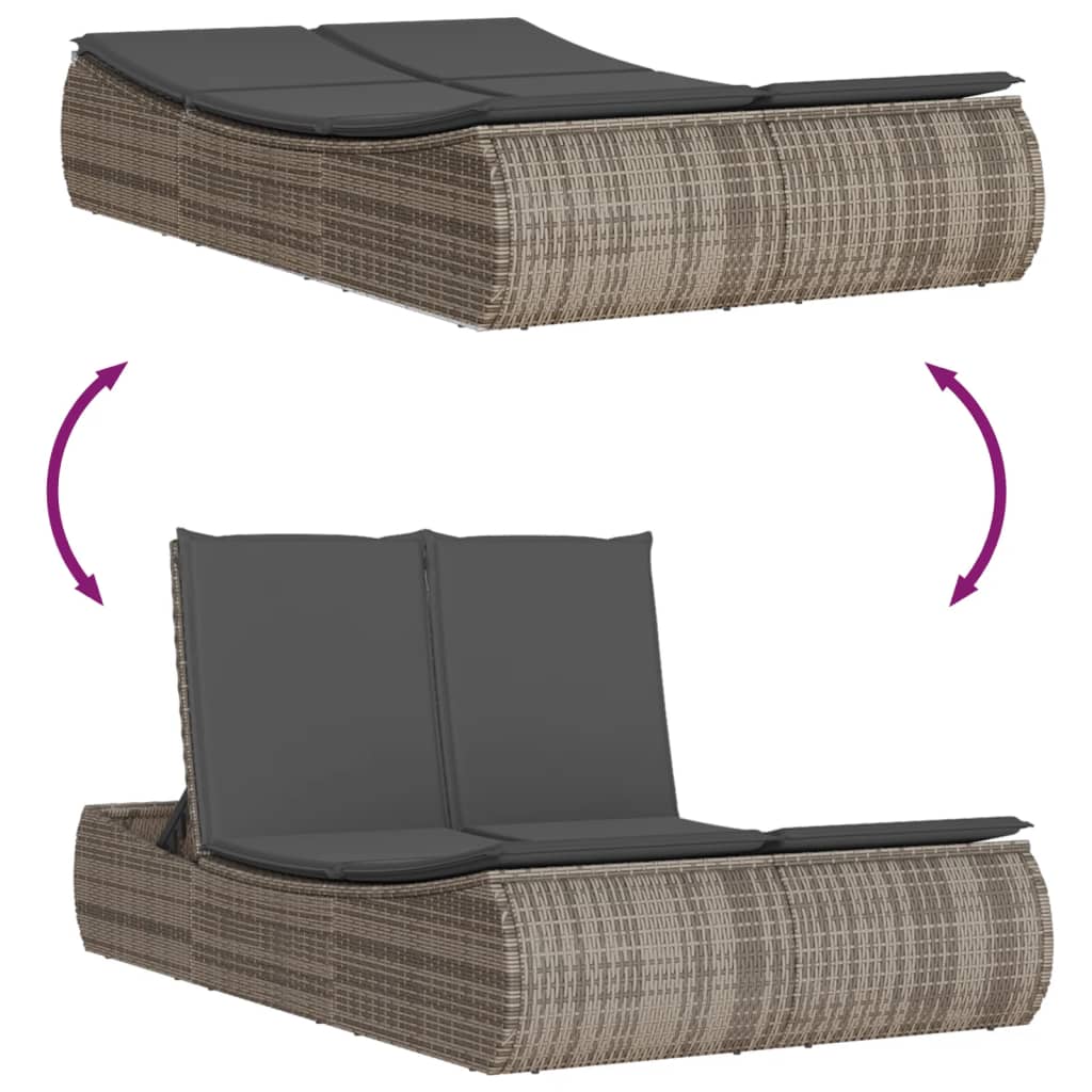 Ligbed 2-persoons met kussens poly rattan grijs is nu te koop bij PeponiXL, paradijselijk wonen!