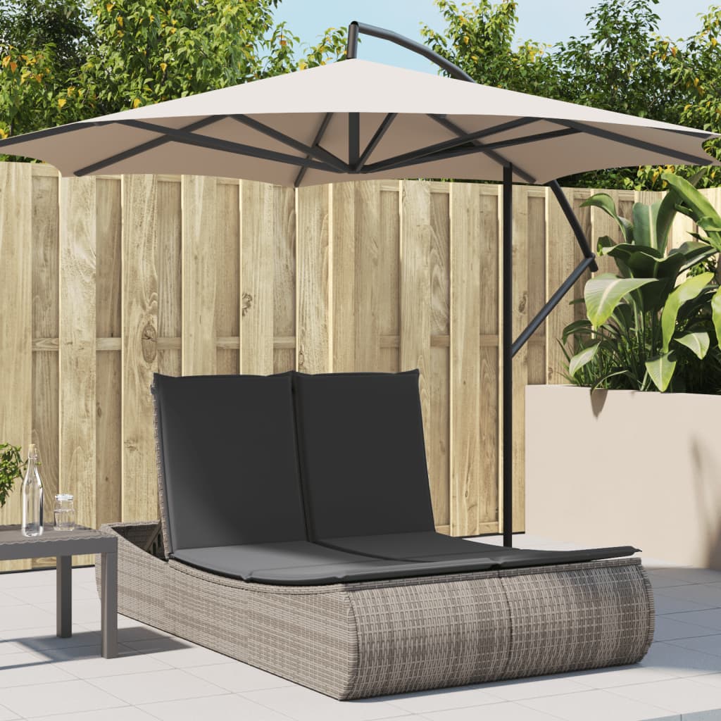 Ligbed 2-persoons met kussens poly rattan grijs is nu te koop bij PeponiXL, paradijselijk wonen!