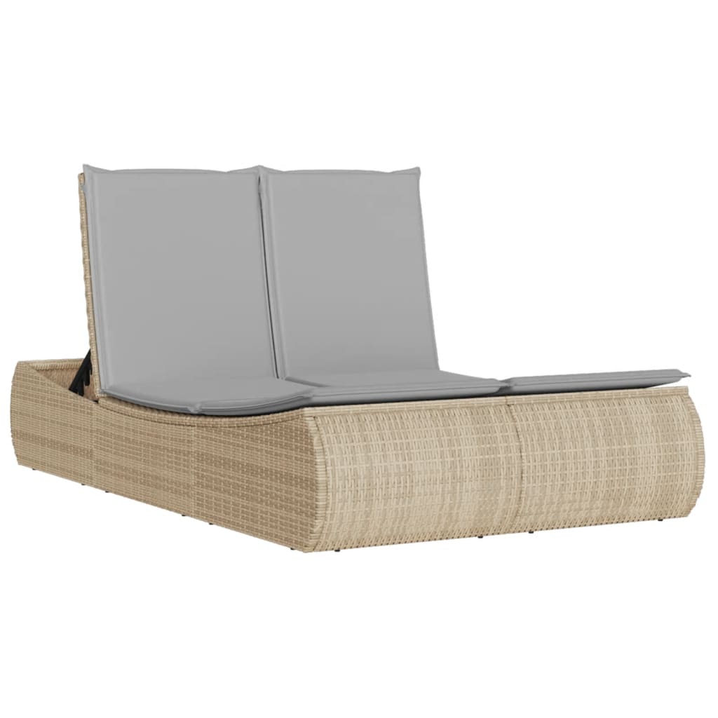 Ligbed 2-persoons met kussens poly rattan beige is nu te koop bij PeponiXL, paradijselijk wonen!