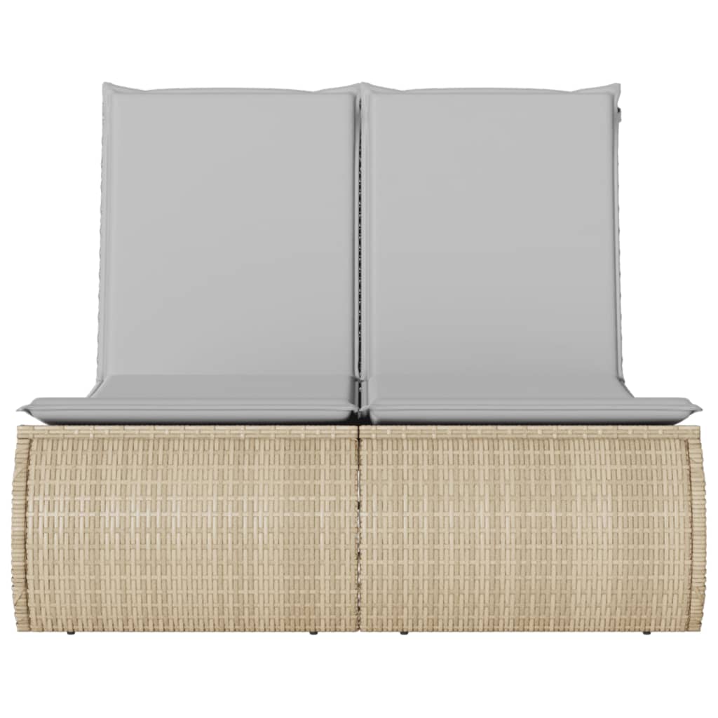 Ligbed 2-persoons met kussens poly rattan beige is nu te koop bij PeponiXL, paradijselijk wonen!