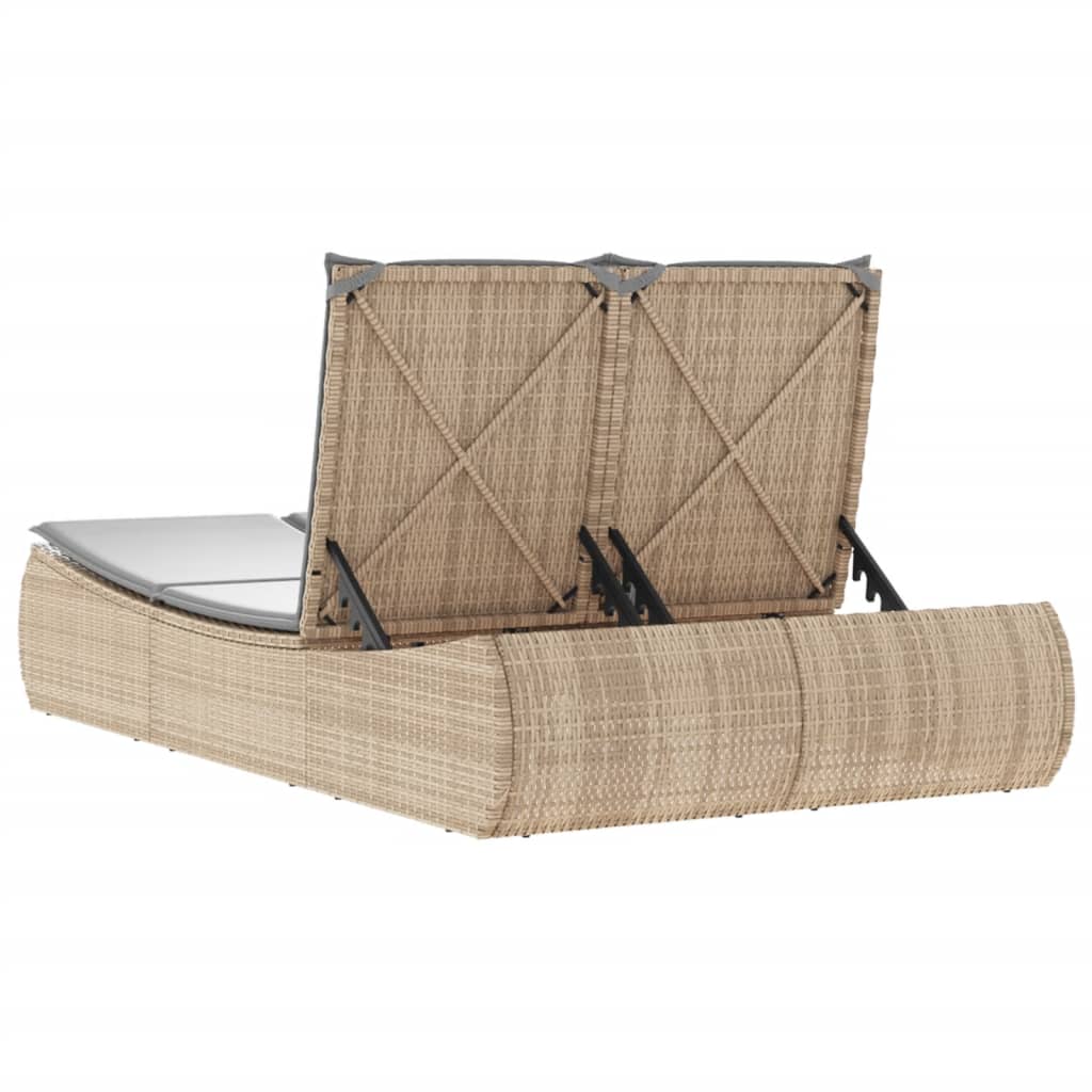 Ligbed 2-persoons met kussens poly rattan beige is nu te koop bij PeponiXL, paradijselijk wonen!