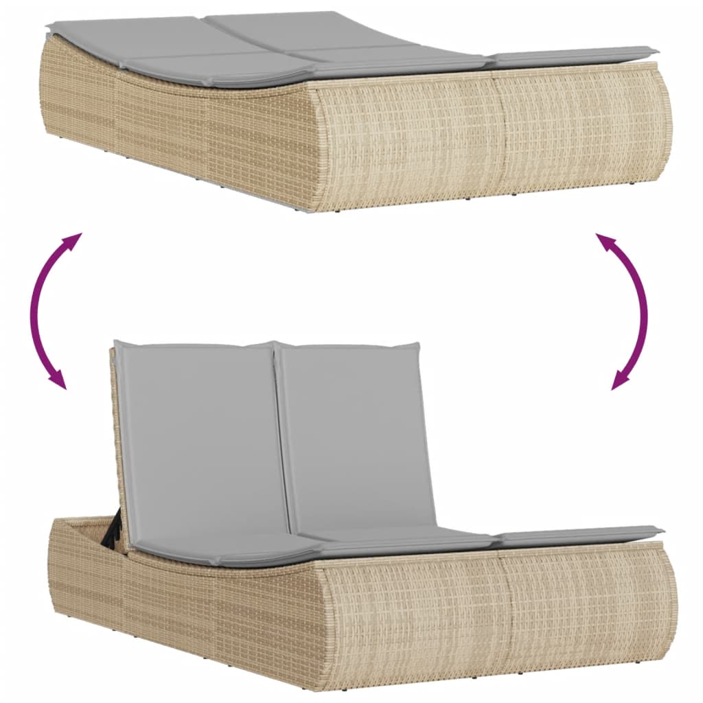 Ligbed 2-persoons met kussens poly rattan beige is nu te koop bij PeponiXL, paradijselijk wonen!