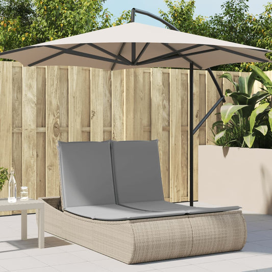 Ligbed 2-persoons met kussens poly rattan beige is nu te koop bij PeponiXL, paradijselijk wonen!