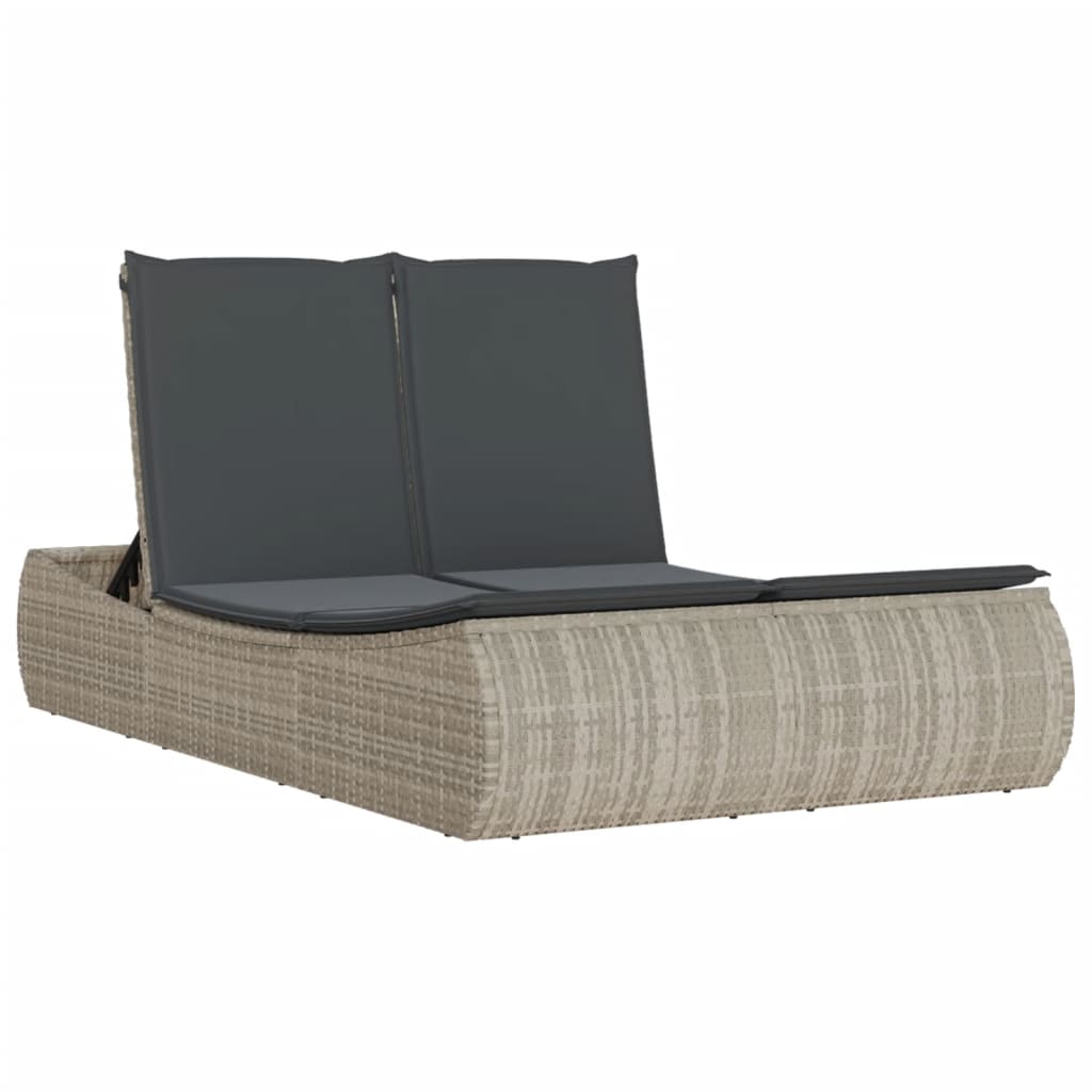 Ligbed 2-persoons met kussens poly rattan lichtgrijs is nu te koop bij PeponiXL, paradijselijk wonen!
