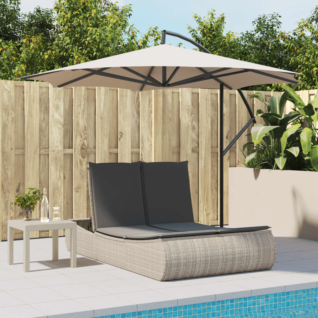 Ligbed 2-persoons met kussens poly rattan lichtgrijs is nu te koop bij PeponiXL, paradijselijk wonen!