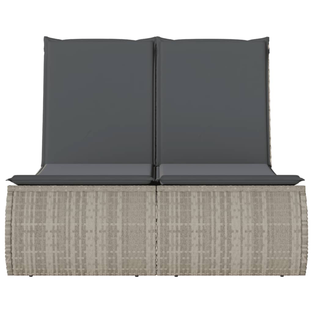 Ligbed 2-persoons met kussens poly rattan lichtgrijs is nu te koop bij PeponiXL, paradijselijk wonen!