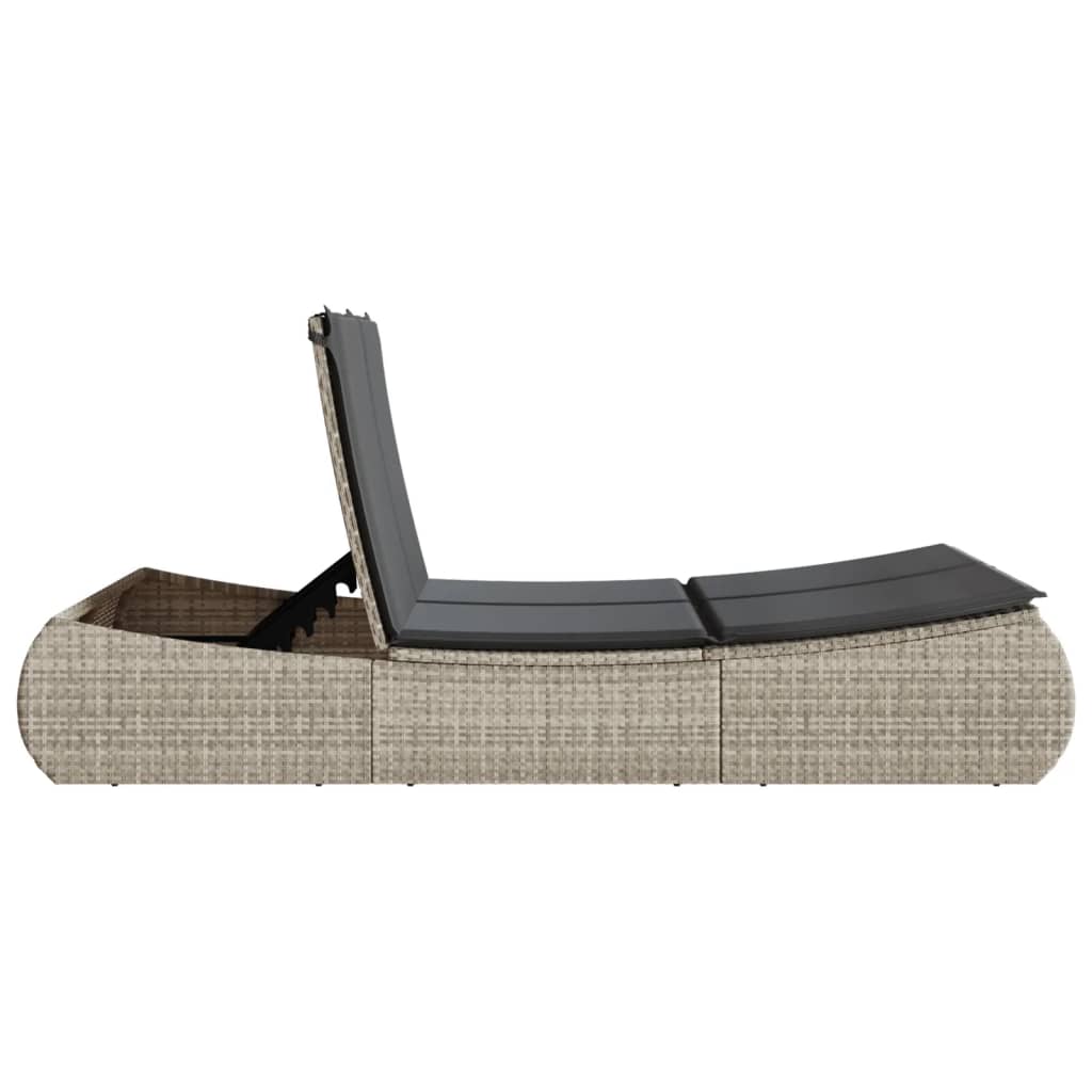 Ligbed 2-persoons met kussens poly rattan lichtgrijs is nu te koop bij PeponiXL, paradijselijk wonen!