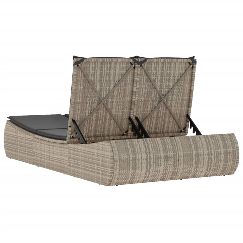 Ligbed 2-persoons met kussens poly rattan lichtgrijs is nu te koop bij PeponiXL, paradijselijk wonen!