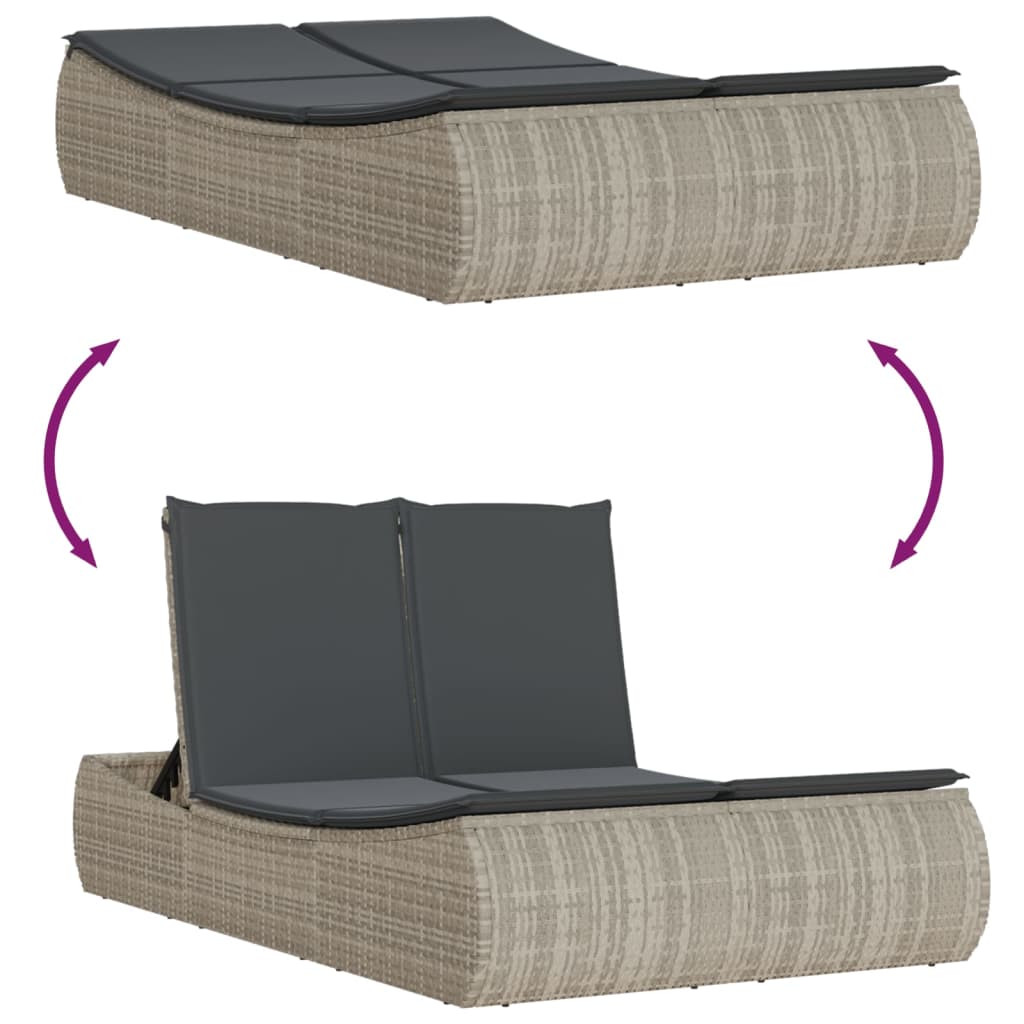 Ligbed 2-persoons met kussens poly rattan lichtgrijs is nu te koop bij PeponiXL, paradijselijk wonen!