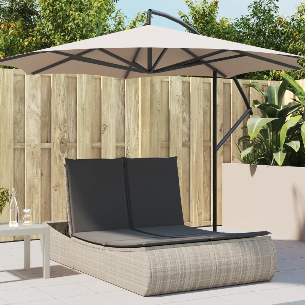 Ligbed 2-persoons met kussens poly rattan lichtgrijs is nu te koop bij PeponiXL, paradijselijk wonen!