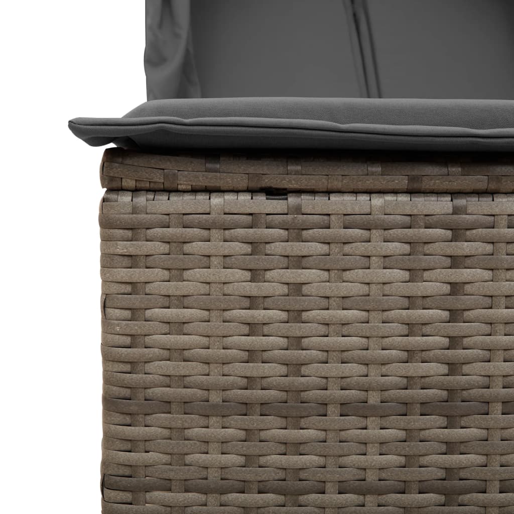 Ligbed tweepersoons met dak en gordijn poly rattan grijs is nu te koop bij PeponiXL, paradijselijk wonen!