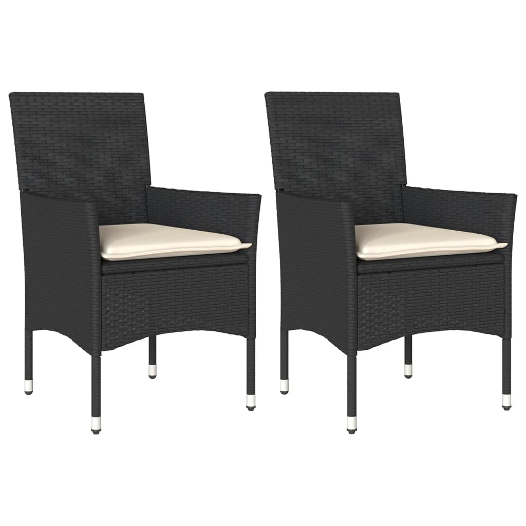 Tuinstoelen 2 st met kussens poly rattan zwart is nu te koop bij PeponiXL, paradijselijk wonen!