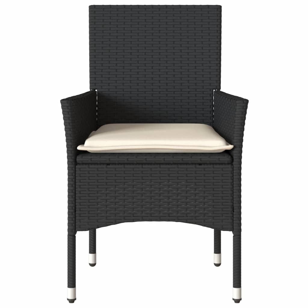 Tuinstoelen 2 st met kussens poly rattan zwart is nu te koop bij PeponiXL, paradijselijk wonen!