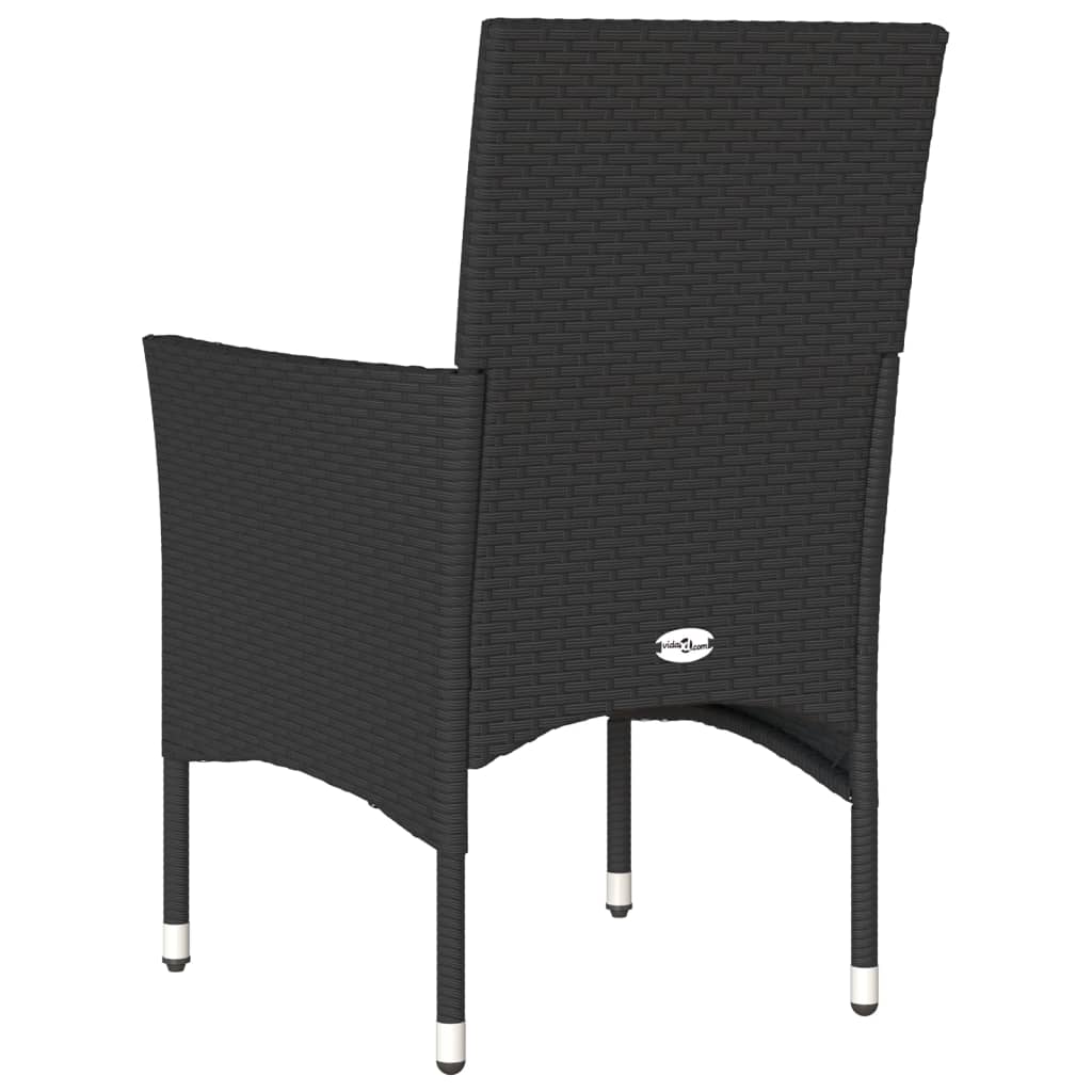 Tuinstoelen 2 st met kussens poly rattan zwart is nu te koop bij PeponiXL, paradijselijk wonen!