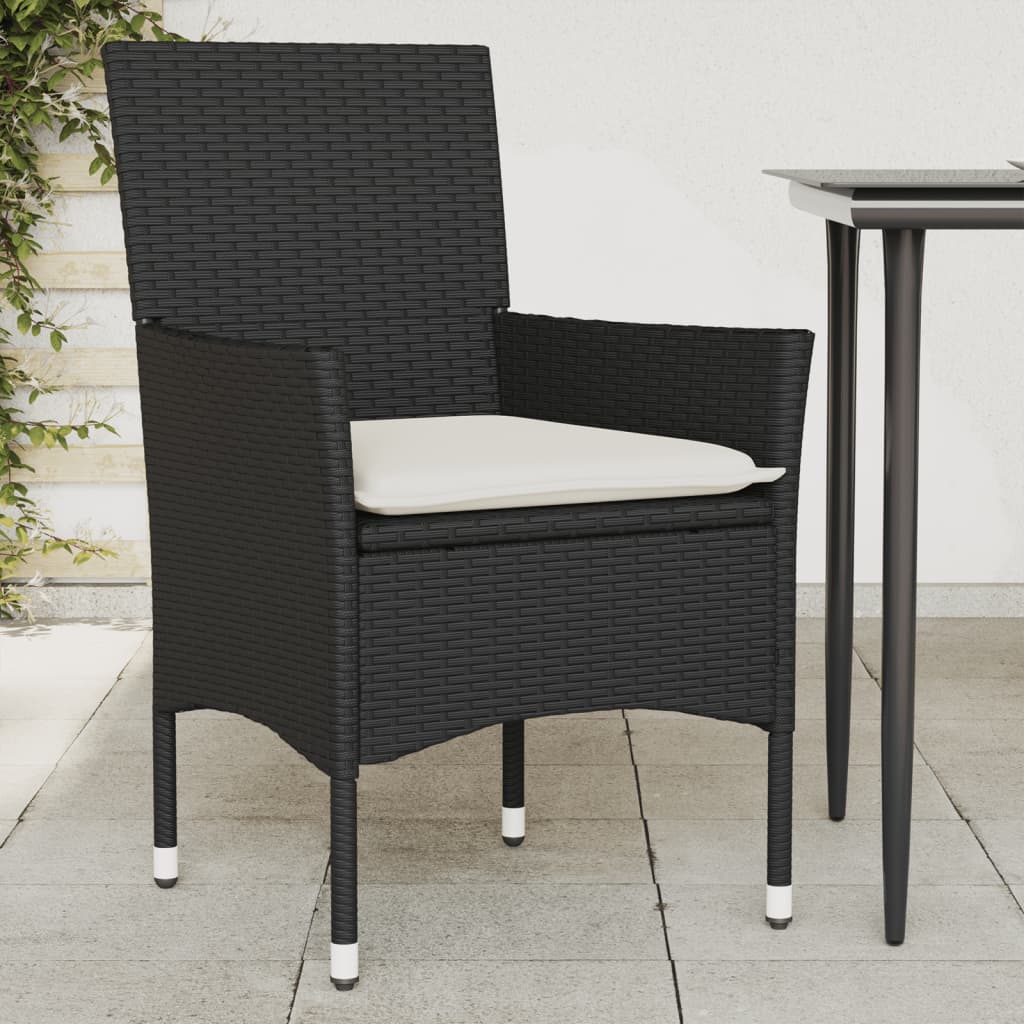 Tuinstoelen 2 st met kussens poly rattan zwart is nu te koop bij PeponiXL, paradijselijk wonen!