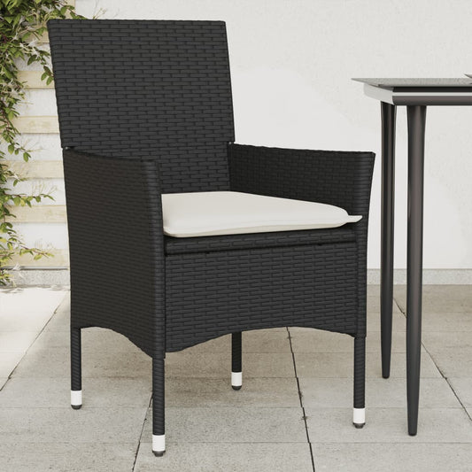 Tuinstoelen 2 st met kussens poly rattan zwart is nu te koop bij PeponiXL, paradijselijk wonen!