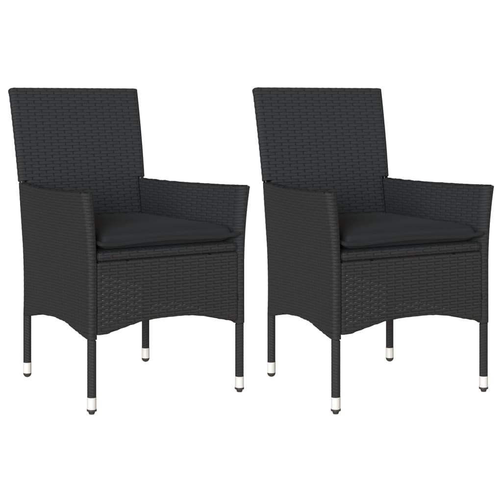 Tuinstoelen 2 st met kussens poly rattan zwart is nu te koop bij PeponiXL, paradijselijk wonen!