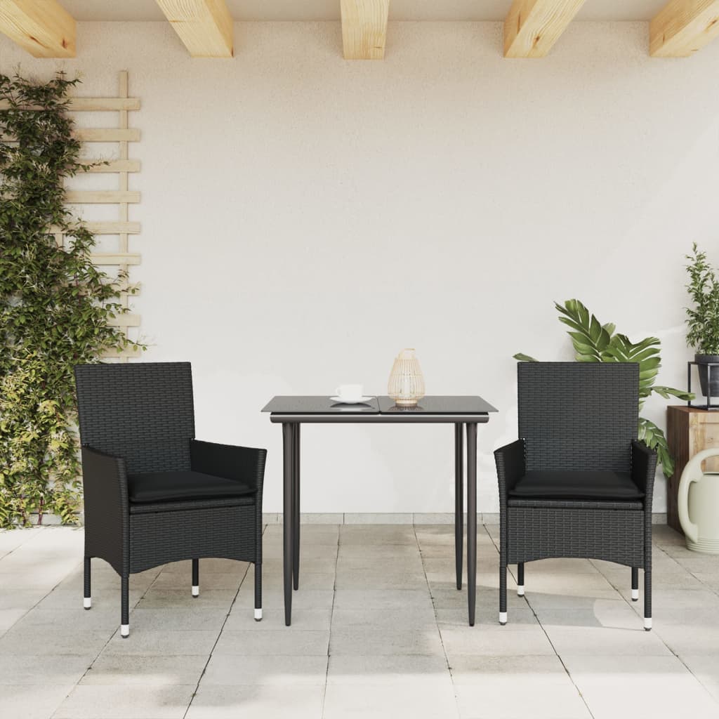 Tuinstoelen 2 st met kussens poly rattan zwart is nu te koop bij PeponiXL, paradijselijk wonen!